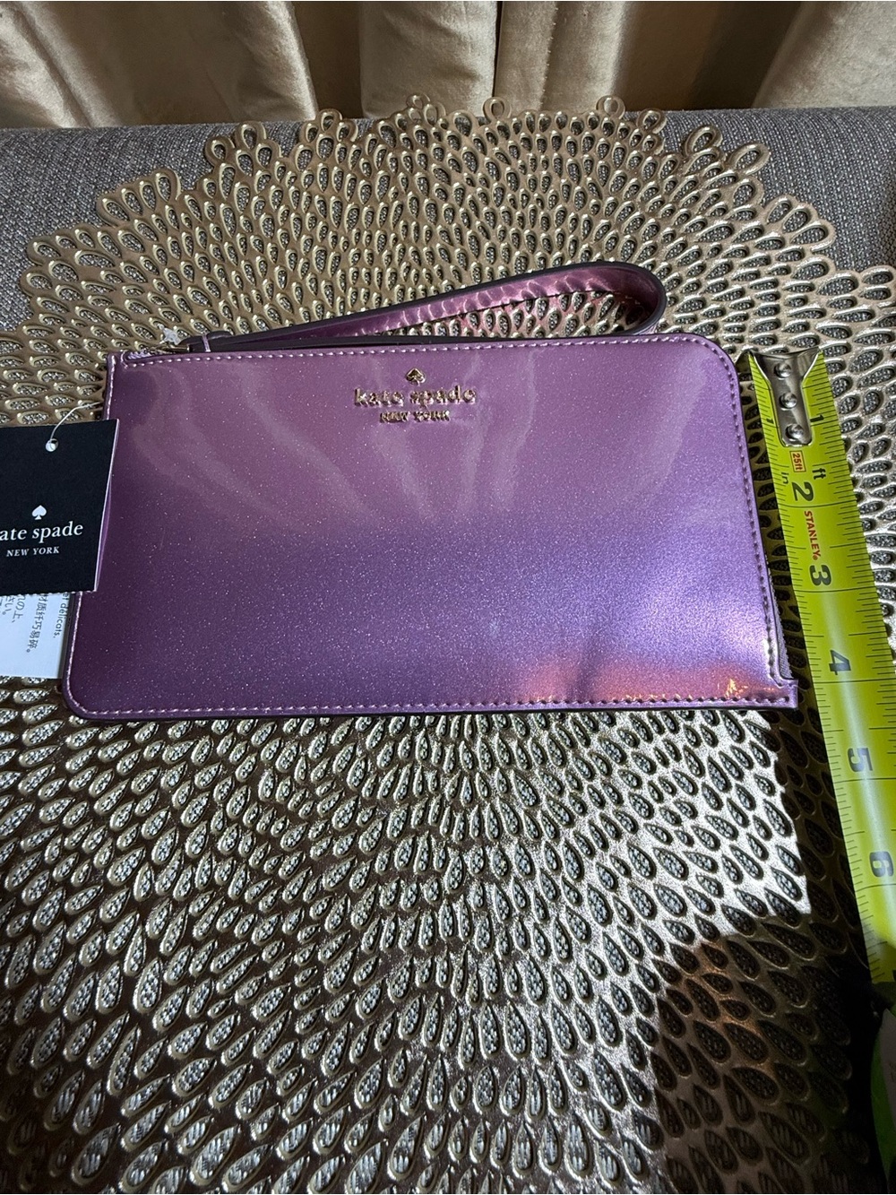 kate spade new york “Lucy” Medium Zip Wristlet – Quartz Pink (Patent Fabric) - Picture 10 of 10